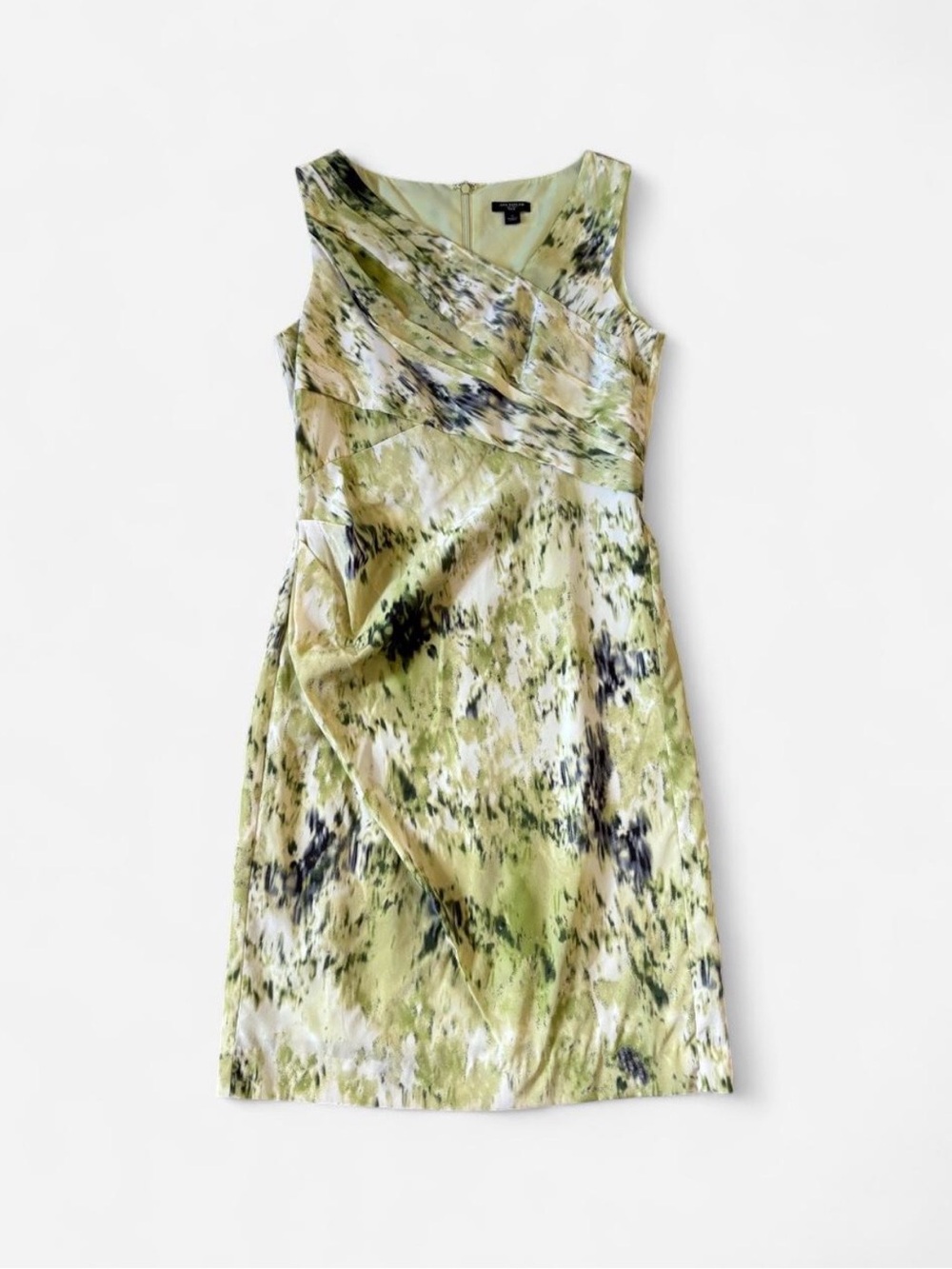 Ann Taylor green asymmetrical neck dress